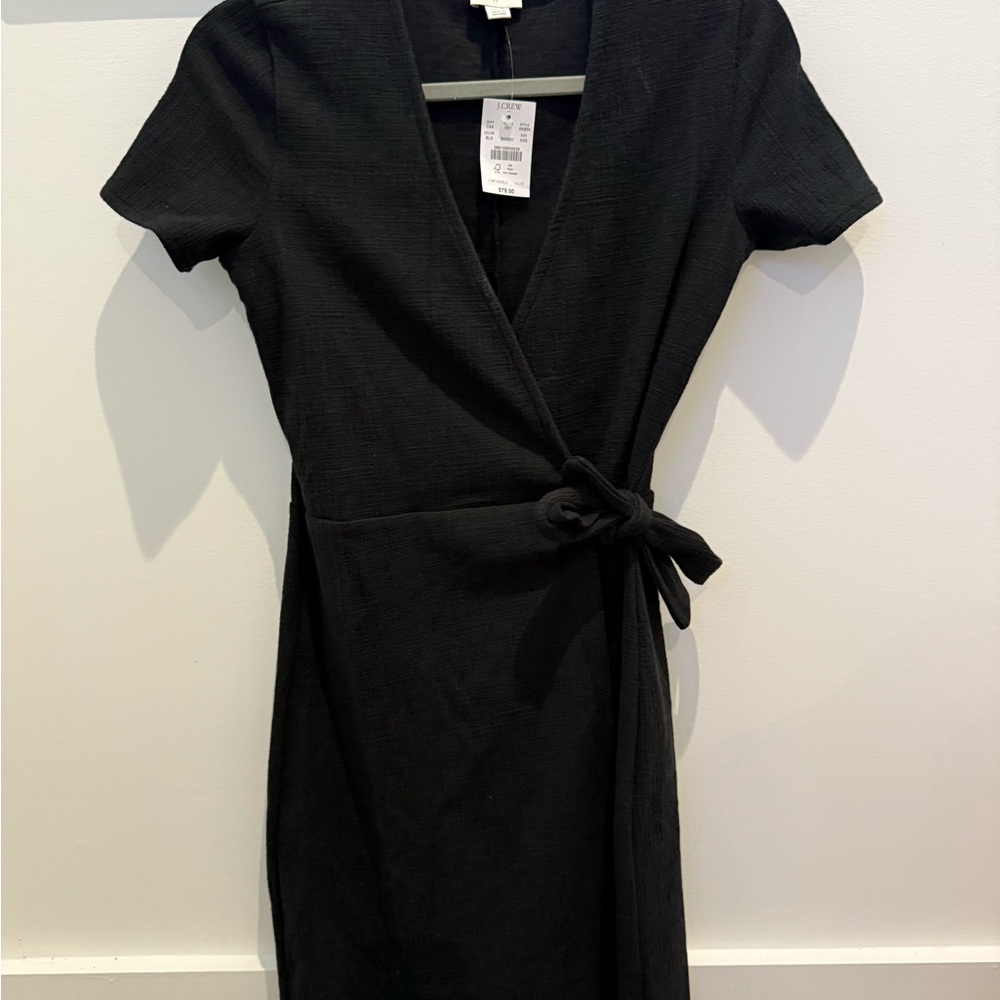 J. Crew Black Sheath Midi Dress V-Neck Short Sleeve